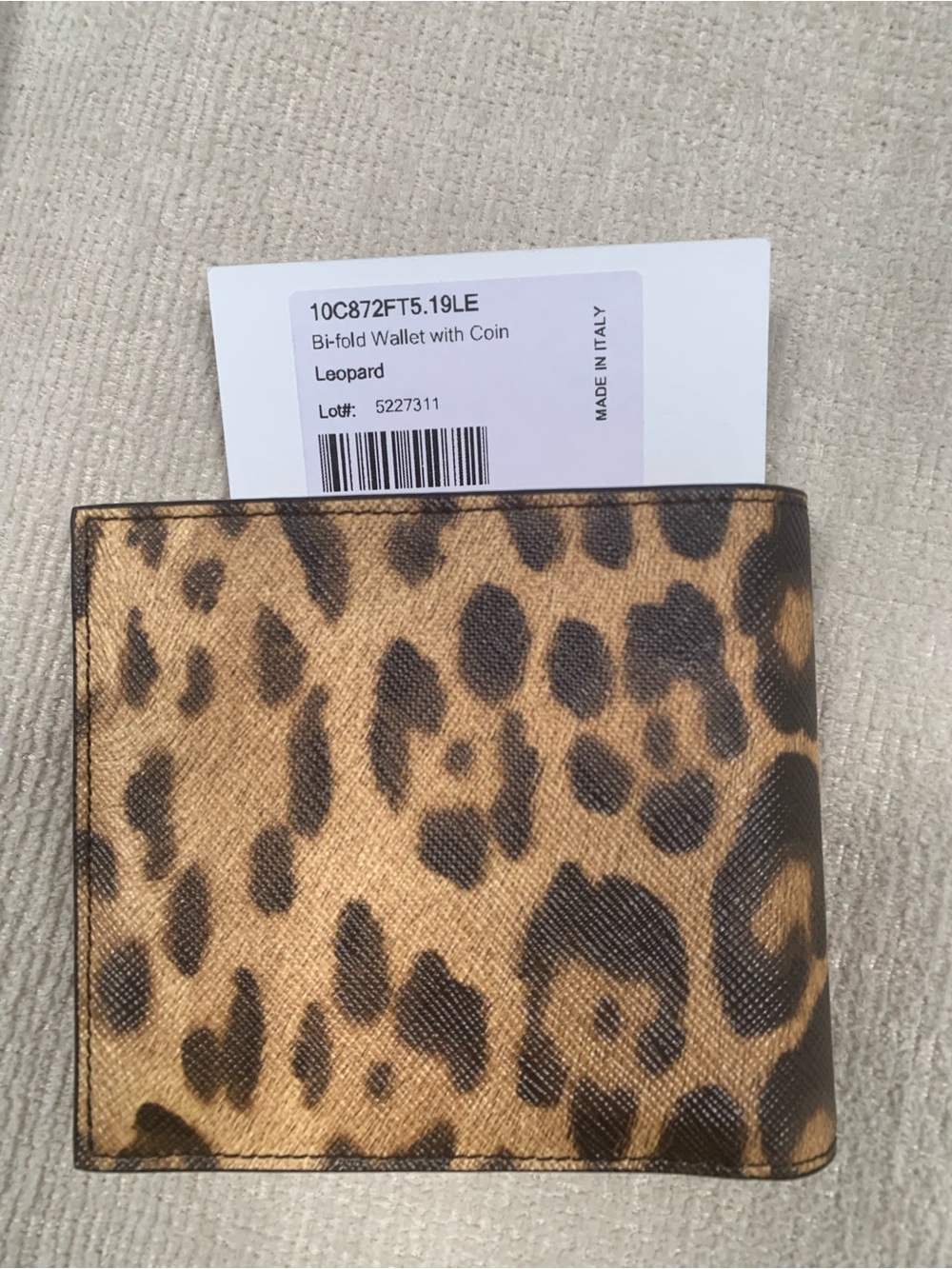 Celine Leopard Bi-fold Wallet NWT- Tan and Black Animal Print Men’s. AUTHENTIC! - Picture 8 of 12